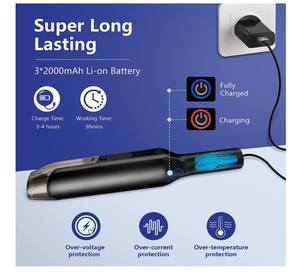 ワイヤレス車の掃除機ハイパワー9Kpa 5KPA手真空コードレス充電式ハンドヘルド真空3 × 2000 2600mahのリチウムイオンバッテリー - Product Image 4