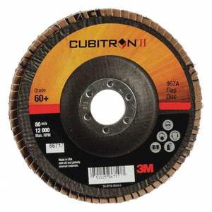 Disque à lamelles 3M 967A Cubitron <span class=keywords><strong>II</strong></span> en céramique à trous ronds, abrasifs, 4 1/2 pouces, 5 pouces, 6 pouces, P36 à P120 pour le polissage et l'ébavurage du métal - Product Image 5