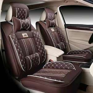 Fundas de asiento de coche de negocios de lujo Cuero transpirable de punto duradero Todas las estaciones Fundas de asiento de coche rojas de red duraderas universales - Product Image 1