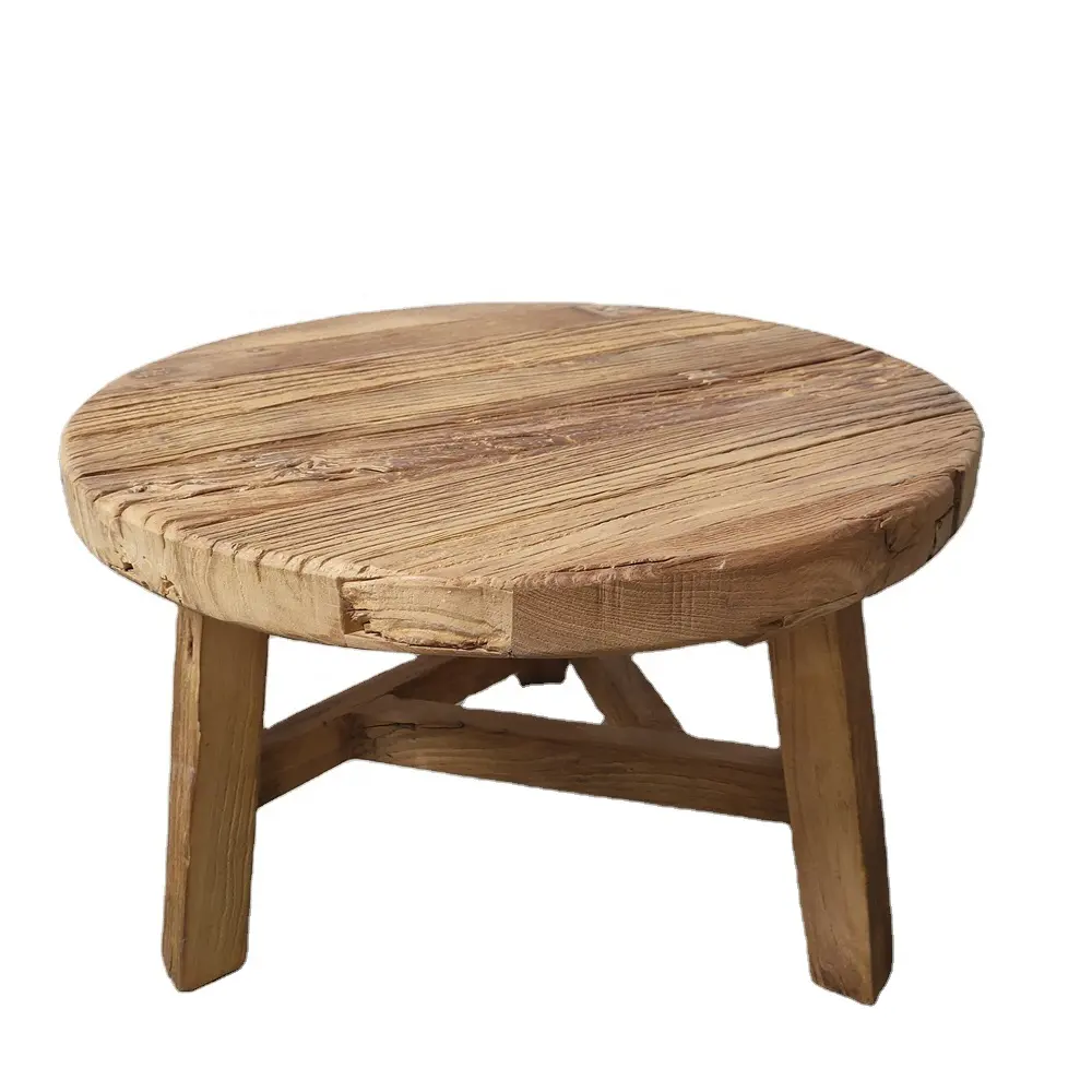 Bestseller recyceln Holz rustikalen antiken Stil Distressed runden Holz Couch tisch