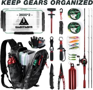Sac à dos de pêche gratuit avec 4 plateaux, grand sac de rangement extérieur avec housse de protection contre la pluie pour équipement de pêche - Product Image 3
