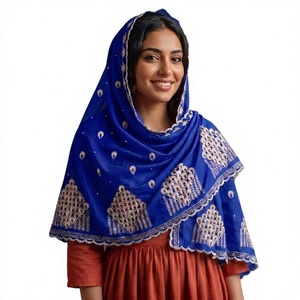 Écharpe en voile de coton pour femme, brodée de strass, légère, respirante et douce, vente en gros, OEM ODM personnalisé - Product Image 1