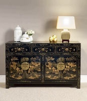 Armoire de salon traditionnelle antique avec panneaux décoratifs, coffre rectangulaire à 3 tiroirs, en bois, meubles écologiques pour la maison