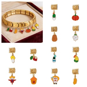 Pulsera de dijes italianos de acero inoxidable antideslustre al por mayor, serie de verduras y frutas, joyería para niños, regalo para fiestas - Product Image 1