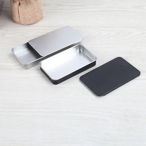 Boîtes métalliques rectangulaires noires de 110x65x16 mm pour pilules, <span class=keywords><strong>chewing</strong></span>-<span class=keywords><strong>gum</strong></span>, cosmétiques, avec couvercle coulissant - Product Image 2