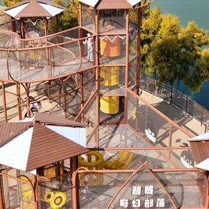 Structure de jeu en <span class=keywords><strong>corde</strong></span> suspendue Ropecube en polyester haute ténacité pour parcours d'aventure en arbre et trampoline extérieur - Product Image 4