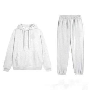 Sonbahar Kış Sporları Kapüşonlu Sweatshirt Gümüş Baş Logolu Bol Kesim Erkek & Kadın Spor Giyim Seti Toptan Özelleştirme - Product Image 6