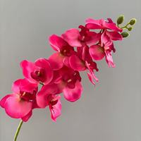Vente en gros de fleurs artificielles en soie, orchidées cymbidium 3D à 9 têtes, toucher réaliste, violet rose, orchidée cymbidium phalaenopsis