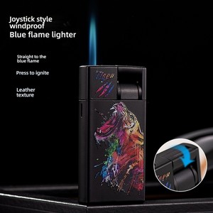 Encendedor de Cigarrillos Personalizado con Diseño de Palanca, Encendedor de Cigarros Metálico a Prueba de Viento con Llama de Chorro, Elegante Encendedor de Gas Recargable - Product Image 2