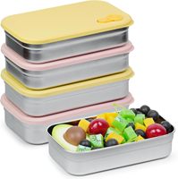 Boîtes de rangement pour aliments en acier inoxydable réutilisables de 22 oz, boîte à lunch, boîte à collation avec couvercles pour les voyages et le camping en plein air