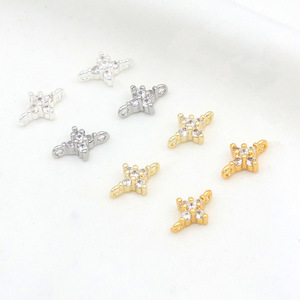 จี้รูปใบโคลเวอร์สี่แฉก ทอง 18k เงินแท้ ประดับเพชรซิคอน สำหรับทำเครื่องประดับ DIY สร้อยคอ ต่างหู 男女兼用 - Product Image 4