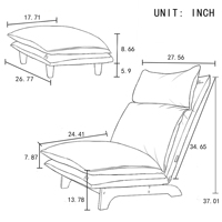 Fauteuil d'appoint moderne et minimaliste à dossier haut, éco-responsable, avec pieds en métal durables, assise en velours rembourrée et inclinable, idéal pour hôtel, maison, bureau, bar, salle.
