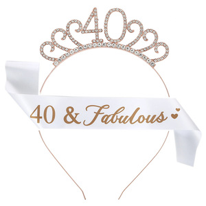 Corona e Fascia di Compleanno in Oro Rosa per 18, 21, <span class=keywords><strong>30</strong></span>, 40, 50, 70 <span class=keywords><strong>Anni</strong></span>, Regali per Feste e Accessori - Product Image 5