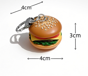 Hot Bán Đáng Yêu Sáng Tạo <span class=keywords><strong>3D</strong></span> Mini Mô Phỏng Bánh Hamburger Phụ Kiện Thực Phẩm Bỏng Ngô Khoai Tây Chiên Ice Cream Móc Chìa Khóa PVC Keychain - Product Image 1