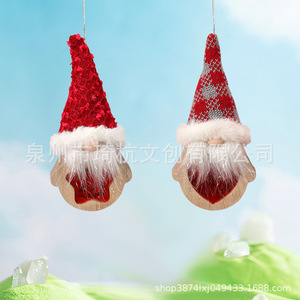 จี้ไม้รูปคุณยายสำหรับคริสต์มาส 2 ชิ้น ของตกแต่งบ้านสไตล์เรสติกสำหรับติดผนัง ทางเข้าบ้าน ห้องนอน ของขวัญ - Product Image 2