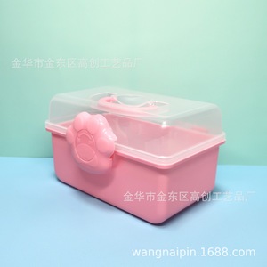 Jewelry <b>Box</b> Plastic Resin Rectangle Versatile Storage With Paw <b>Lock</b> For Jewelry Student Stationery Toys Cosmetics - Product Image 5