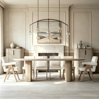 OAKEN Modernes Komplettes Wohnmöbel-Set Stoffsofa Sessel Holz-Esstisch Stuhl Wohn- & Esszimmer-Garnitur