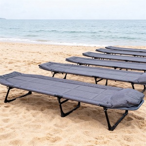 Chaise longue pliante portable en acier avec appui-tête réglable, idéale pour la détente et le repos en extérieur, pour la <span class=keywords><strong>plage</strong></span> et le <span class=keywords><strong>bain</strong></span> <span class=keywords><strong>de</strong></span> <span class=keywords><strong>soleil</strong></span> - Product Image 2