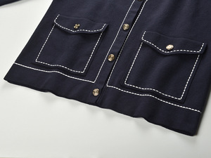 2025 ELEGANT Fall Winter Women's Knitted <strong>Cardigan</strong> Top with Bright <strong>Line</strong> Decoration V-Neck Single Breasted <strong>Long</strong> Sleeves - Product Image 4