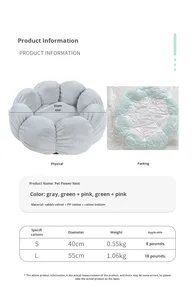 Tempat Tidur Hewan Peliharaan Portabel Bentuk Bunga Kucing Anjing, Bernapas, Semua Musim, Tidak Perlu Perakitan, Bulu Kelinci Kecil, Isi Kapas PP - Product Image 6