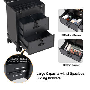 Professional Makeup Trolley Case Large Capacity Fashionable Universal Wheel Cosmetic <b>Box</b> Drawers for Jewelry Suitcase - Product Image 2