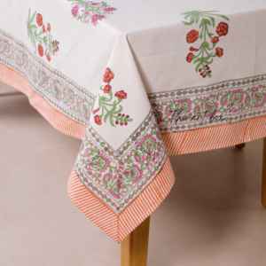 Indian Handmade Cotton Table Cloth Beautiful Hand Block Printed Cotton Table Cover for Wedding - Product Image 5