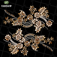 Prix usine 3D colle dos cristal appliques paires de patchs de strass de mariée pour la décoration de vêtement bricolage