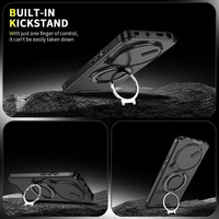 Housse robuste pour objectif de caméra coulissante pour Redmi Note 14 Pro Béquille rotative Coque de téléphone Hardcase Couverture arrière avec porte-anneau Noir
