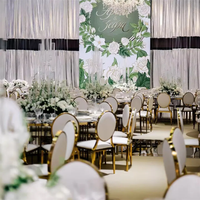 Chaises de banquet et d'événement de luxe en métal et résine, empilables, à dossier ovale, dorées, pour hôtels et mariages, vente en gros du fabricant