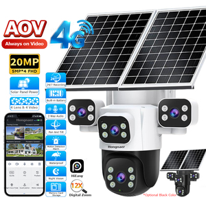 Caméra de sécurité sans fil Hongnaer 20MP HiEasy alimentée par énergie solaire avec carte SIM 4G, étanche, objectif AOV <span class=keywords><strong>4</strong></span>, PTZ pour extérieur, maison et <span class=keywords><strong>ferme</strong></span> - Product Image 1