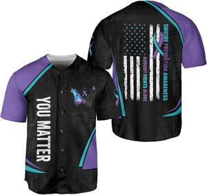 Maillot de baseball de prévention du suicide par compression, chemise de baseball de soutien à la santé mentale pour hommes et femmes - Product Image 4