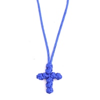 Collier Croix Noeuds Chotki Komboskini Orthodoxe Religieux Unisexe Fait Main Personnalisé en Corde Noire et Bleue pour Prière Chrétienne