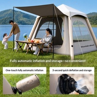 Tente de camping gonflable automatique 220 x 220 x 180 cm, imperméable, en Oxford, pliable, pour trois saisons, auvent extérieur