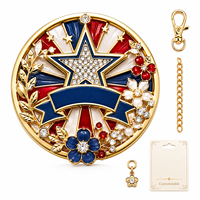 Broche personnalisée en émail, épinglette métallique, badge patriotique américain, étoile USA, strass 3D, broche dorée, cadeau Fête de l'Indépendance, vente en gros