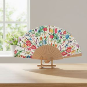 Éventail pliant en bois espagnol fait main de style européen de 23 cm, motif lotus, avec design d'art populaire peint, idéal pour mariage et anniversaire - Vente chaude - Product Image 4