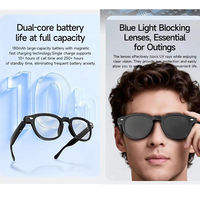 Lunettes Intelligentes à Chargement Magnétique avec Microphone, Réduction du Bruit, Traduction IA, Assistant Vocal IA, Lecture Musicale, Bluetooth 5.3, 180 mAh
