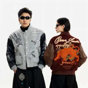 Veste universitaire en <span class=keywords><strong>cuir</strong></span> personnalisée avec manches en <span class=keywords><strong>cuir</strong></span>, broderie chenille, patchs logo vintage, style baseball, en laine, vente en gros - Product Image 2