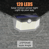 Lampe murale solaire LED étanche avec capteur, éclairage solaire extérieur pour la maison, lampes murales de sécurité solaires LED, lampes solaires à détecteur de mouvement pour l'extérieur