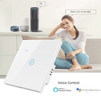 Interrupteur intelligent Wi-Fi universel à un seul fil, modèle tactile, 2,4 GHz, compatible Alexa, avec minuterie, protection contre les surcharges, verre trempé, cuivre