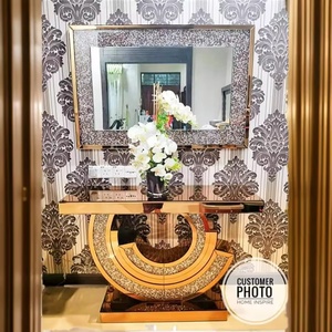 공장 도매 스파클 크리스탈 미러 콘솔 테이블 세트 (거울 포함)-모던 럭셔리 홈 가구, 1 세트 - Product Image 3