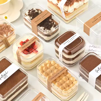 Boîte de rangement carrée en plastique PS transparent jetable pour mousse, pâtisserie occidentale, gâteau tiramisu, gelée vernie – Vente directe usine
