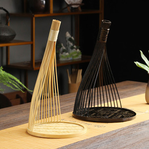 Florero de Bambú Tejido, Redondo, Estilo Zen Asiático, Adorno Decorativo para el Hogar, Artesanía Hecha a Mano, Regalo - Product Image 1