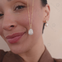 Collier en argent sterling 925 Gemnel avec logo personnalisé, chaîne câble, perle baroque plaquée or brillant, bijoux pour femmes, dernière tendance