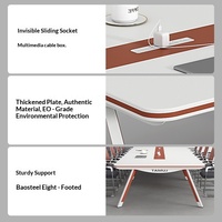 HYZ-275X Table de conférence moderne minimaliste en acier écologique de qualité E0, design rectangulaire long, prises personnalisables, ignifuge