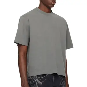 Men's Cropped T Shirt Heavyweight Oversized Custom Tshirt Printing Logo Boxy Fit Crop Blank Cotton Streetwear T Shirt For Men
