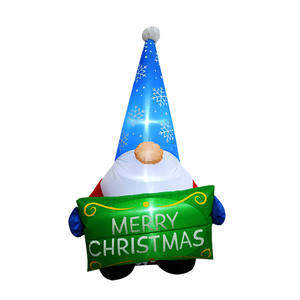 Gnomos Inflables Navideños de 4 Pies Personalizados de Fábrica con Letrero de Feliz Navidad para Decorar el Jardín, Césped y Fiestas - Product Image 1