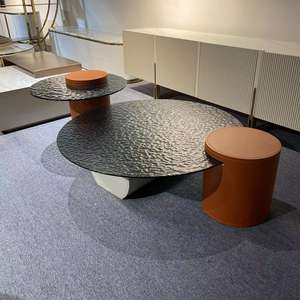 Nouvelle <span class=keywords><strong>table</strong></span> <span class=keywords><strong>basse</strong></span> ronde en verre <span class=keywords><strong>Table</strong></span> <span class=keywords><strong>basse</strong></span> pivotante ronde Tables basses rondes antiques - Product Image 3