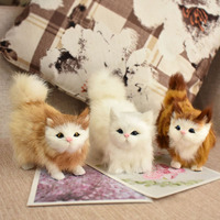 Prix d'usine : Jouets en peluche chat de simulation 12 cm, modèle d'animal de compagnie artificiel, chaton en peluche doux, animaux réalistes, décoration de jardin et de maison