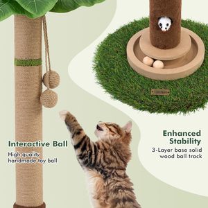 Nouvelle Tour Griffoir pour Chats 2026 avec Poteaux à Griffer, Jouet Souris et Balle en Bois Interactive pour Chats d'Intérieur - Product Image 3
