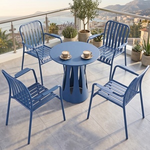 Set <span class=keywords><strong>da</strong></span> Pranzo per Esterni in Alluminio, Sedia <span class=keywords><strong>da</strong></span> Patio, Tavolo e Sedie in Metallo, Arredamento <span class=keywords><strong>da</strong></span> <span class=keywords><strong>Giardino</strong></span> Moderno - Product Image 5